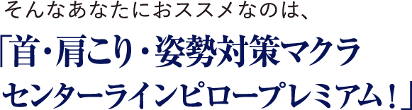 そんなあなたにオススメなのは、「首・肩こり・姿勢対策マクラ センターラインピロープレミアム!」